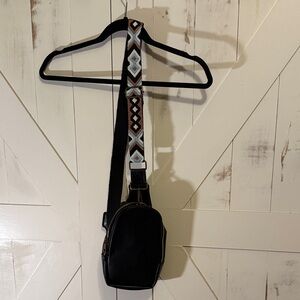 Cross body bag with vibrant native strap